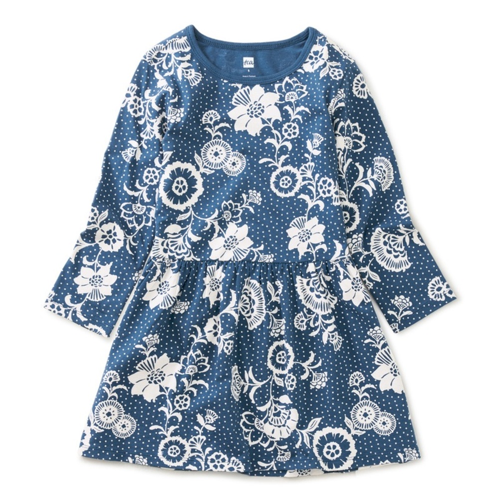 Tea Collection Long Sleeve Skirted Dress — Vintage Floral & Dots